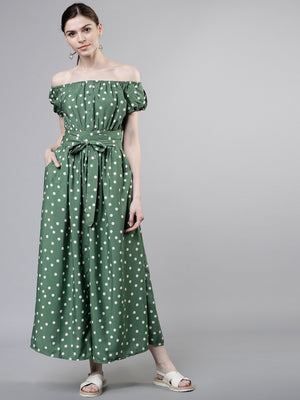 Women Green Printed Maxi Dress