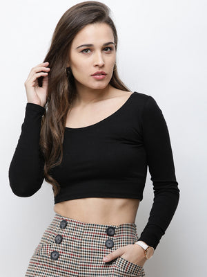 Women Black Solid Top