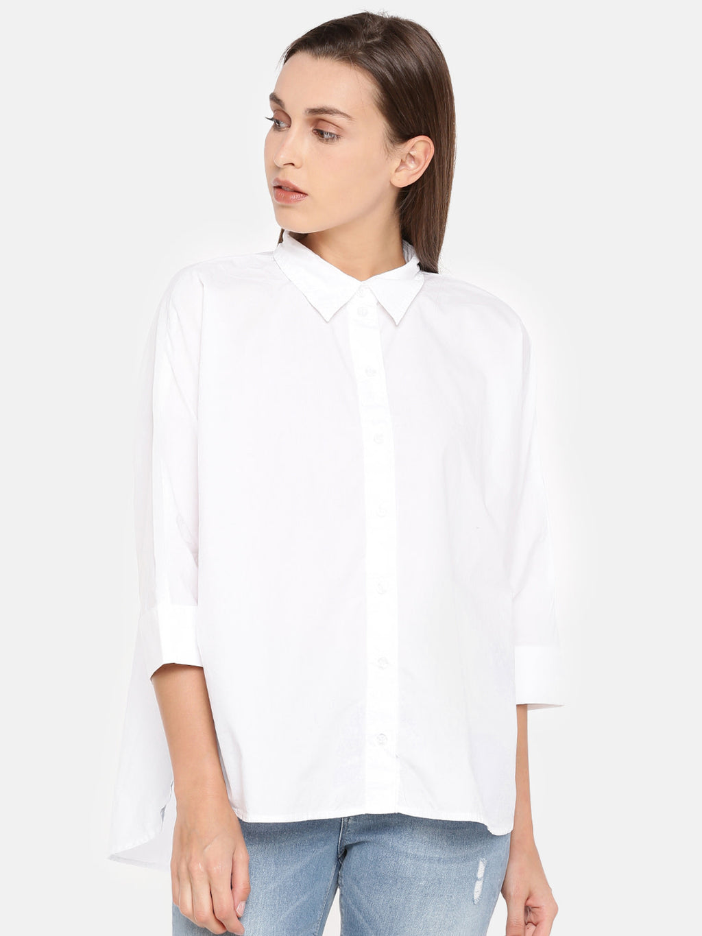 Women White Regular Fit Solid Casual Shirt