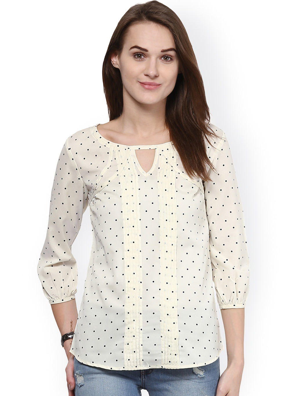 Off-White Polka Dot Print Top