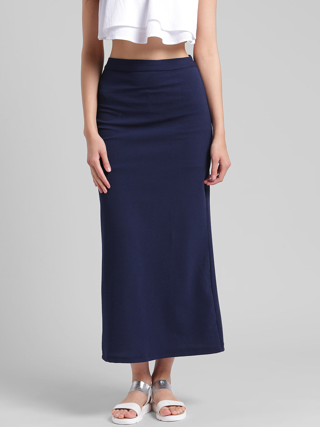 Women Blue Solid Maxi Skirt