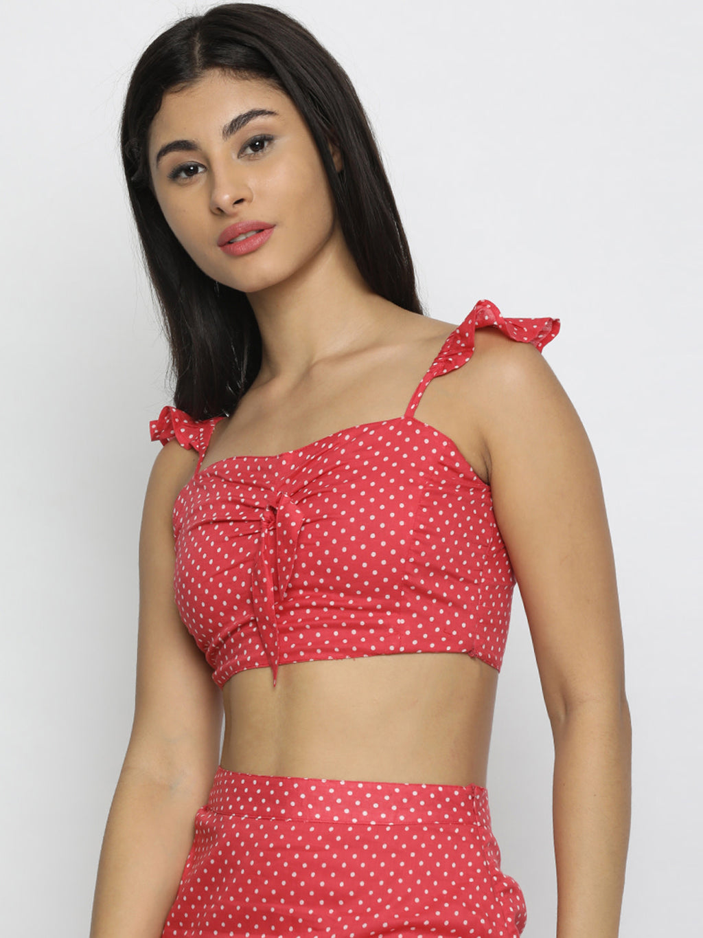 Women Red Printed Fitted Crop Top