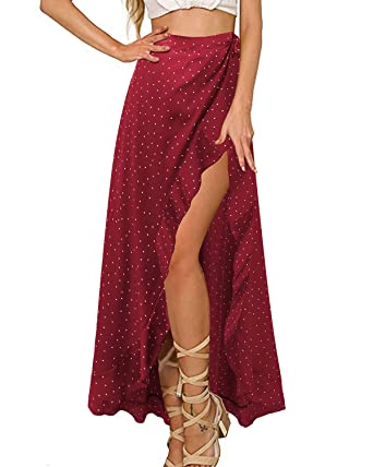 GIKING High Waist Retro Maxi Long Skirt