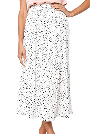 Yonala Women's Pleated Skirts Polka Dot Midi Skirts
