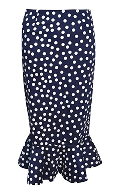 Enlishop Pencil Tube Skirt Polka Dot Ruffle Woman Medium Flare Skirt