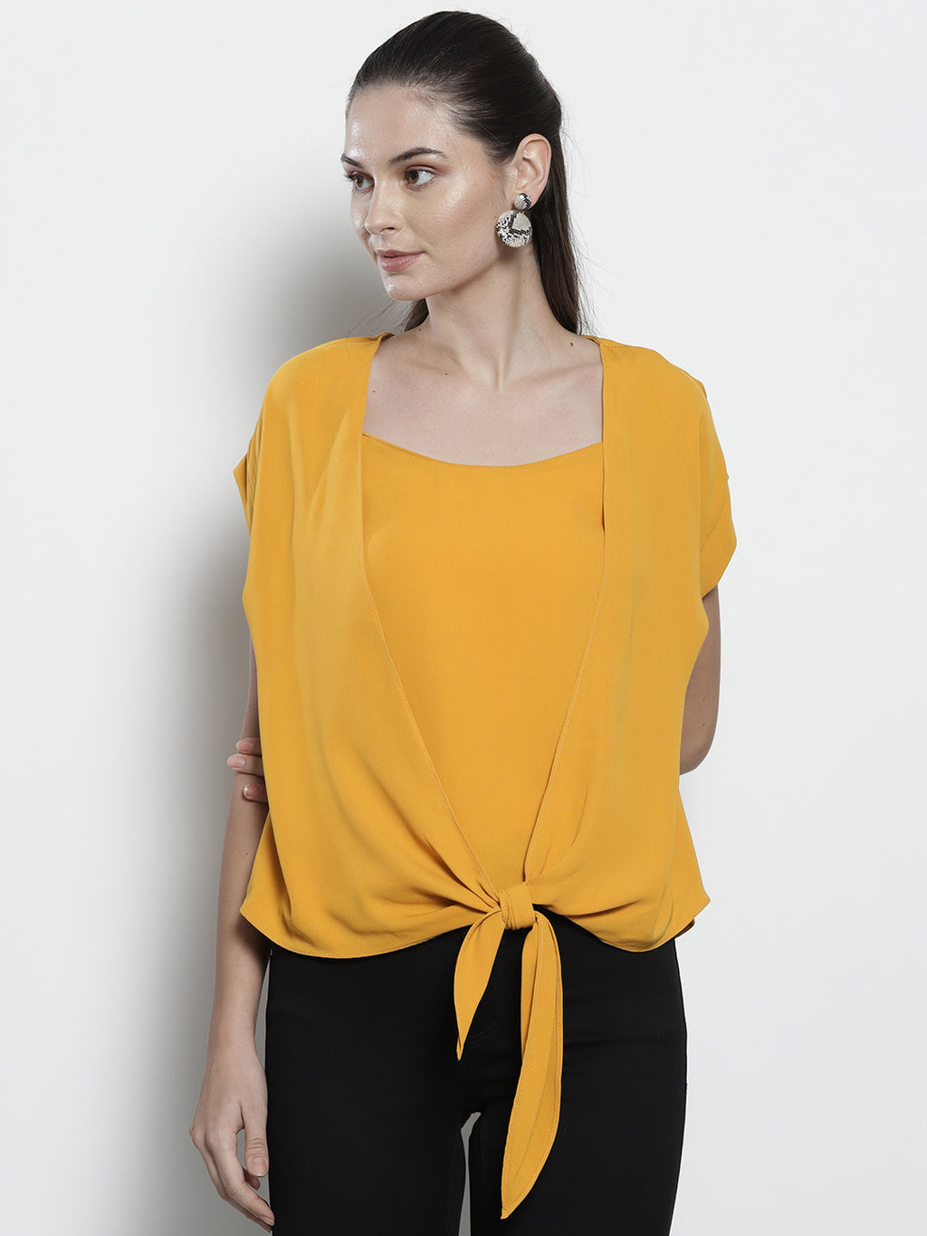 Women Mustard Yellow Solid Top