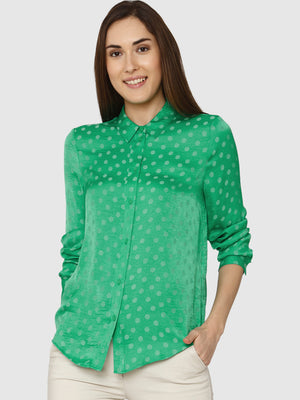 Women Green Regular Fit Printed Casual Shirt Vero Moda