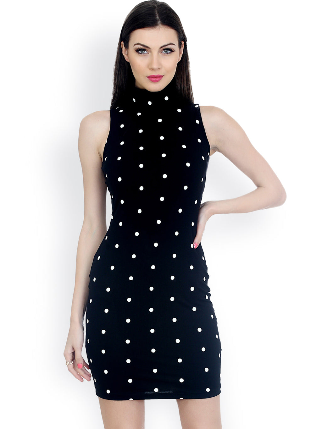 Black Printed Bodycon Dress