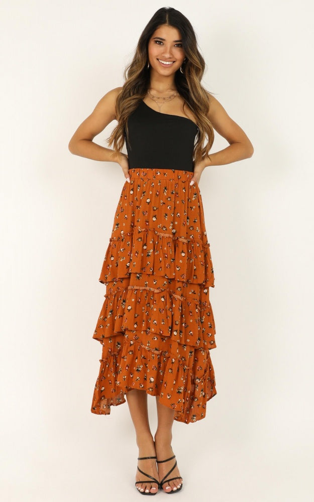 Always With Me Skirt In Rust Flora