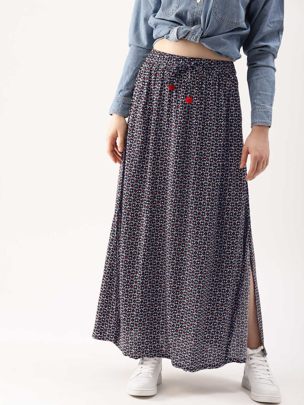 Women Black Printed A-Line Maxi Skirt