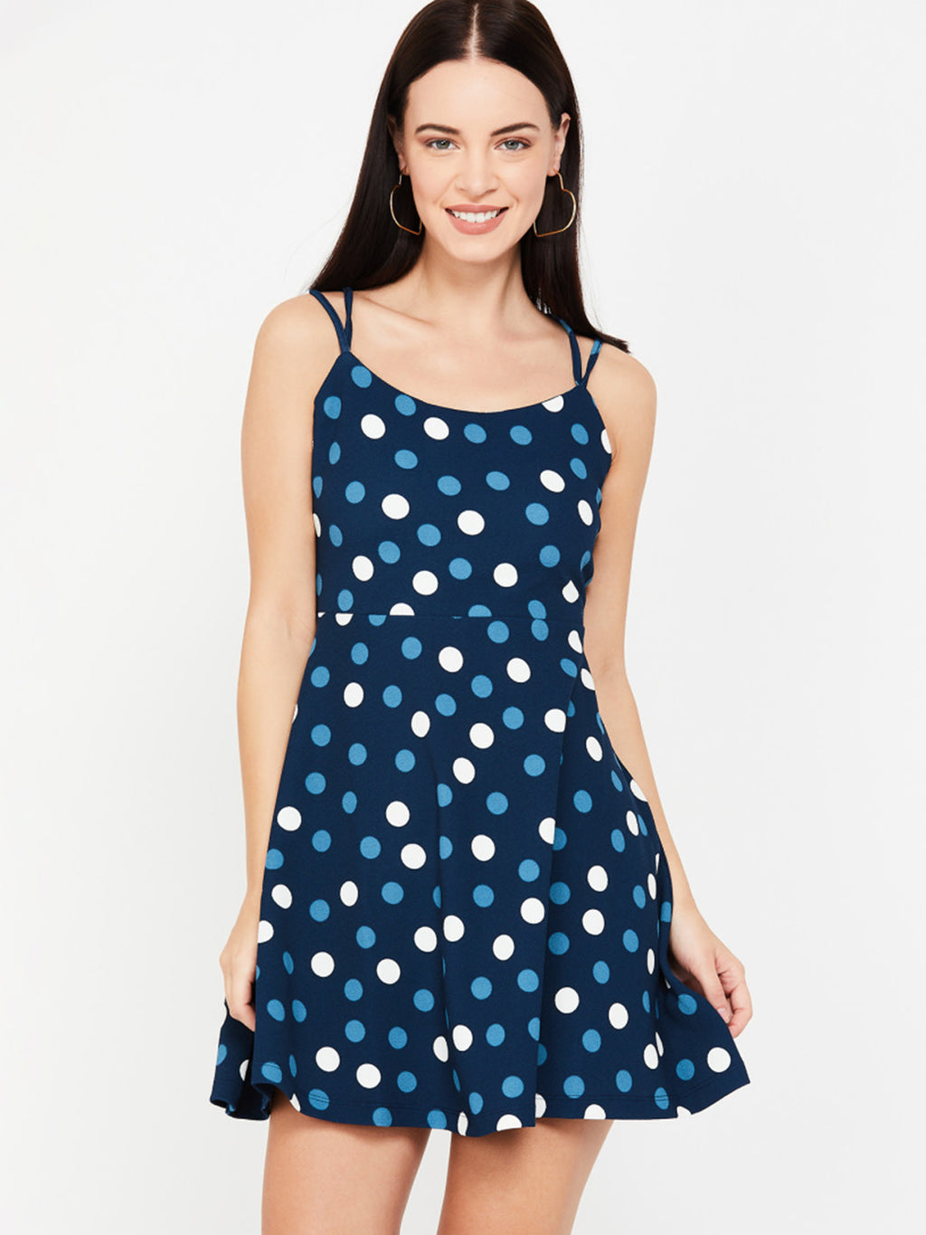 Women Navy Blue Fit and Flare Dress