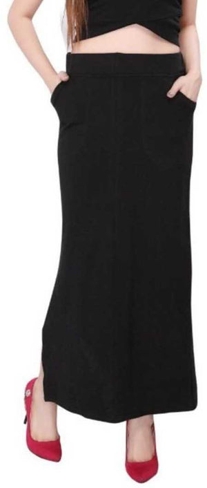 Women Solid Pencil Black Skirt