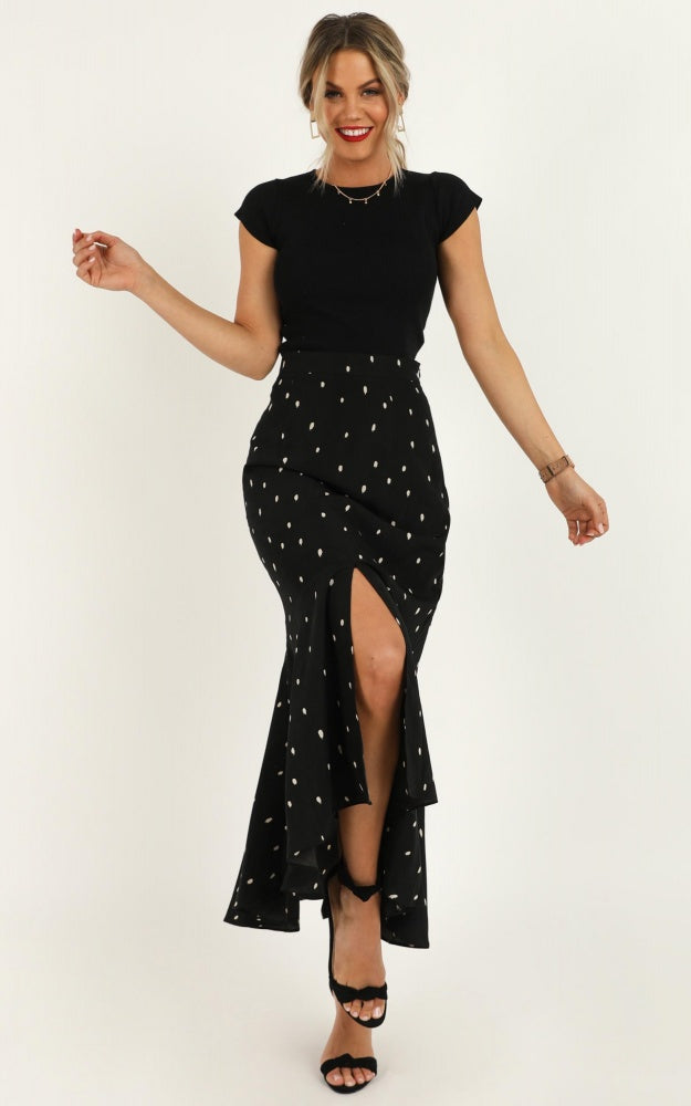 Need More Info Skirt In Black Spot