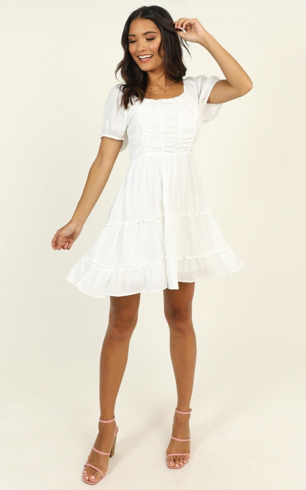 Act Natural Tiered Dress In White