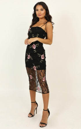 Can We Just Talk Dress In Black Floral Lace