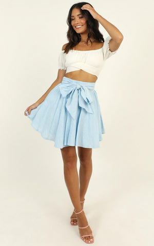 Pretty Damn Good Skirt In Blue Linen Look