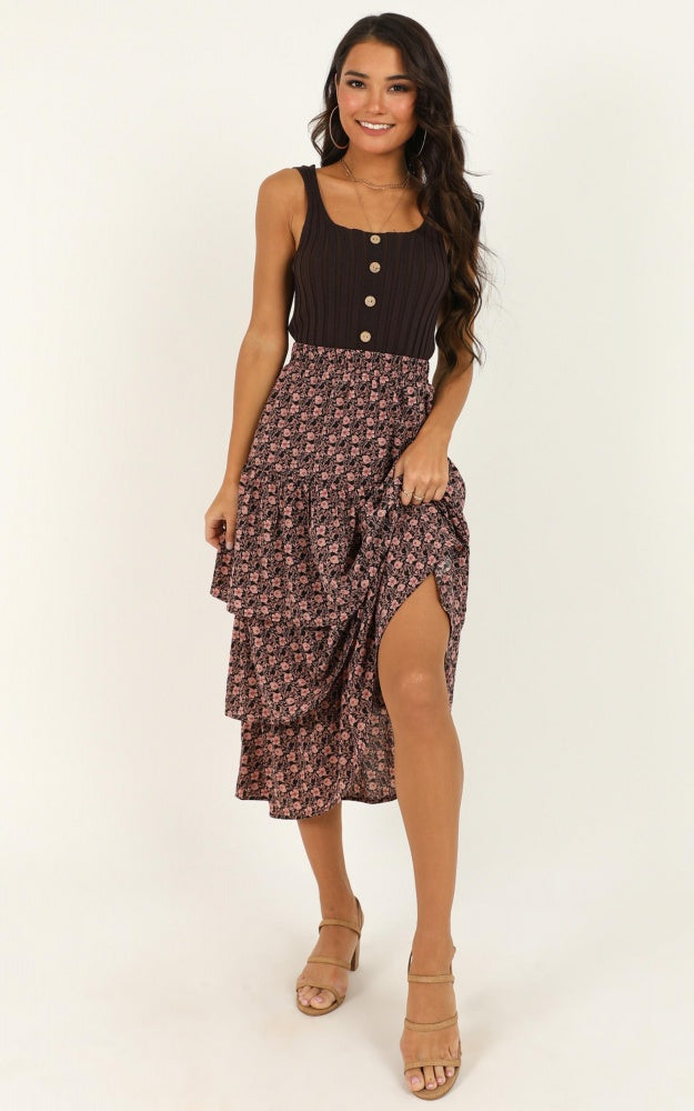 Sweet Salvation Skirt In Black Floral