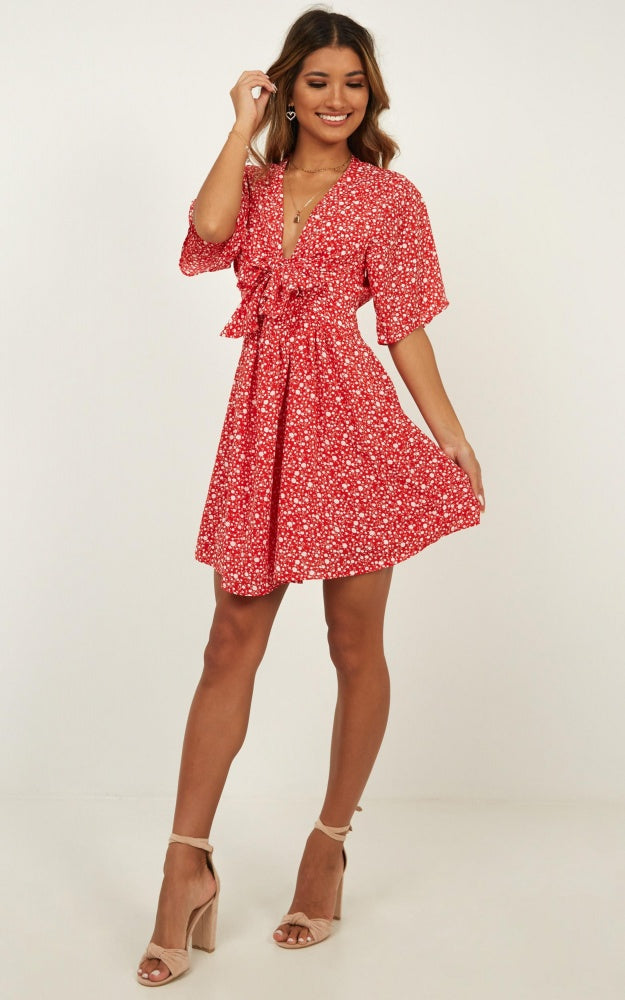 Dreaming About You Dress In Red Floral