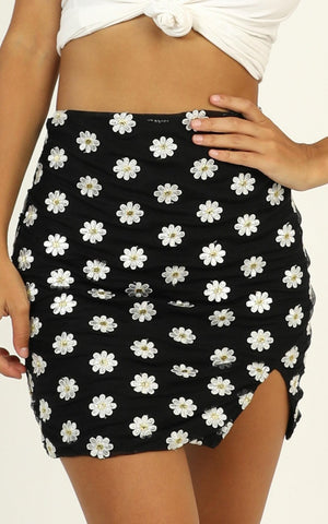 Reinvent Yourself Skirt In Black Floral