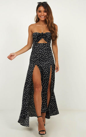 Why I Love You Dress In Black Satin Print