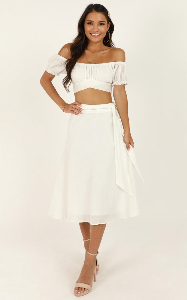 Ready Or Not Skirt In White Linen Look