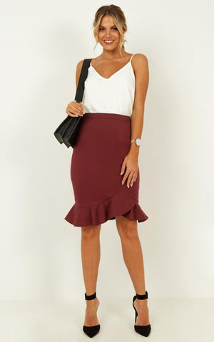 Mindful Soul Skirt In Wine