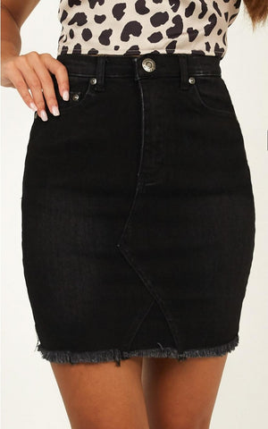 San Diego Denim Skirt In Black Wash