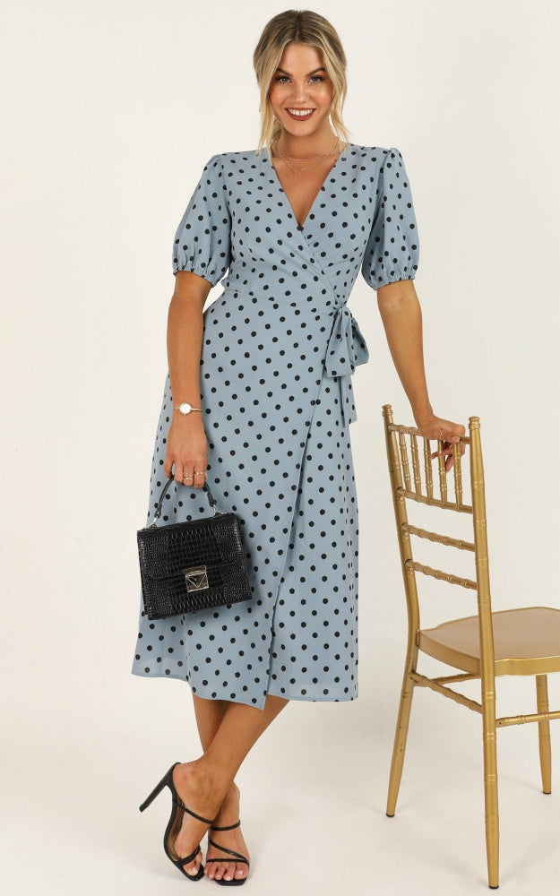 Taking Shortcuts Dress In Blue Polka