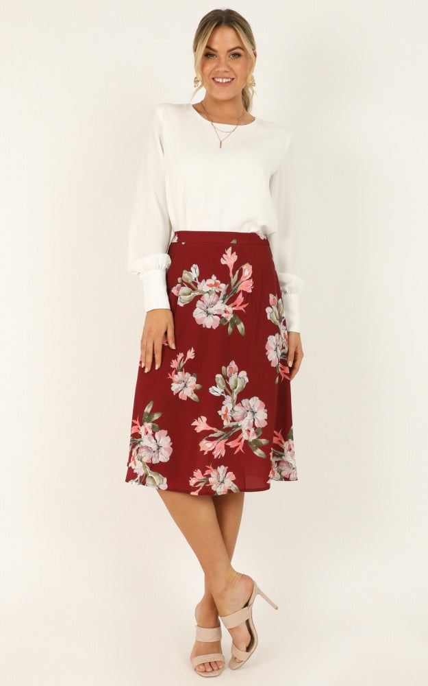 The Frenzy Skirt In Wine Floral