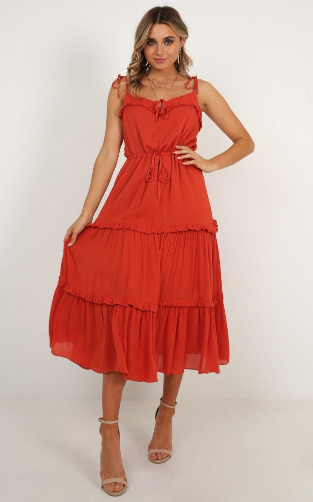 Wild Vibes Dress In Rust